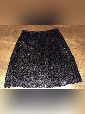 Tahari Black Sequin Mini Skirt